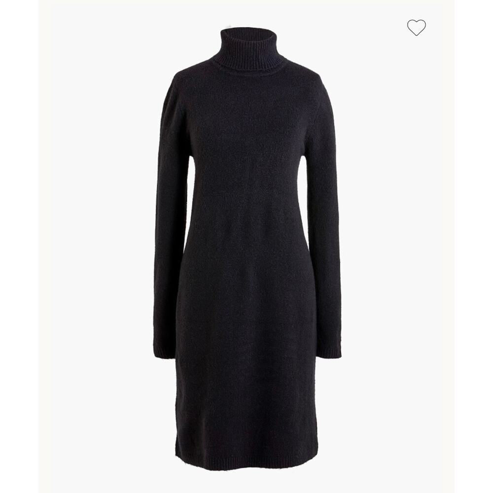 J Crew Black Soft Knit Turtleneck Long Sleeve Sweater Dress size XS